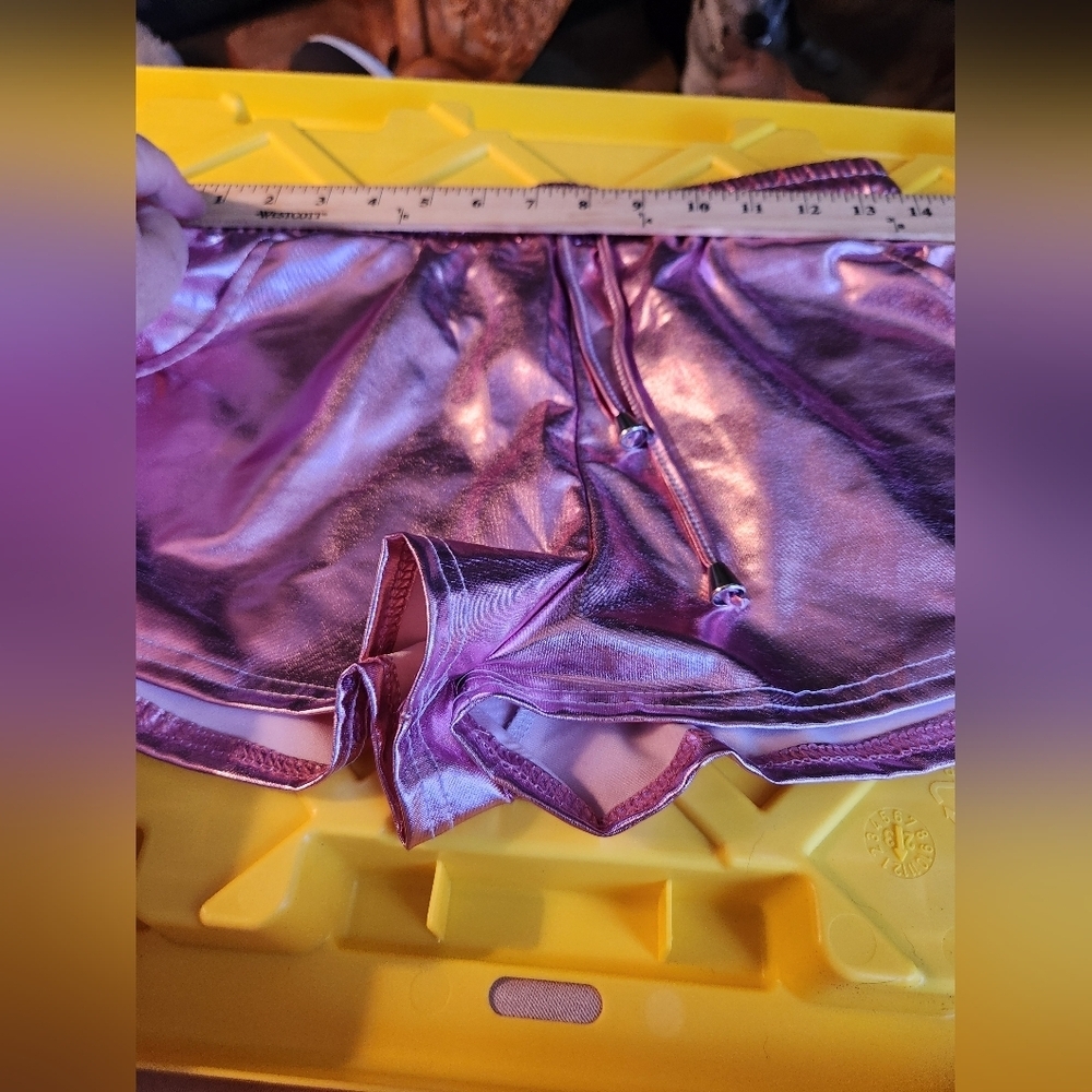 Metallic Pink Shorts with Drawstring - Picture 6 of 9